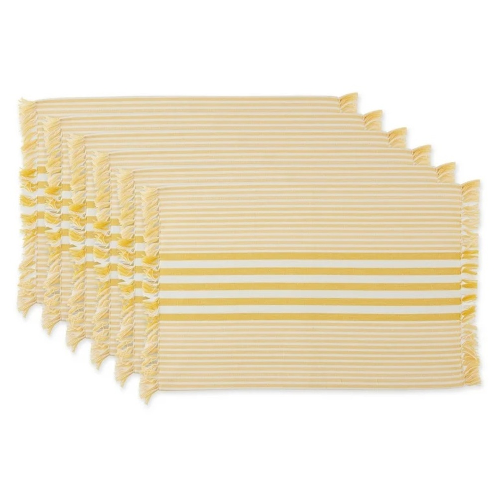Yellow Striped Placemats Set